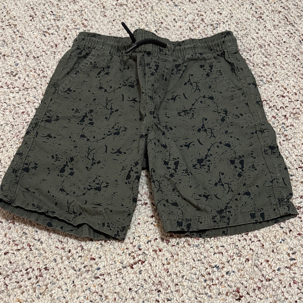 Primark Olive Green Kids Shorts with Black Splatter